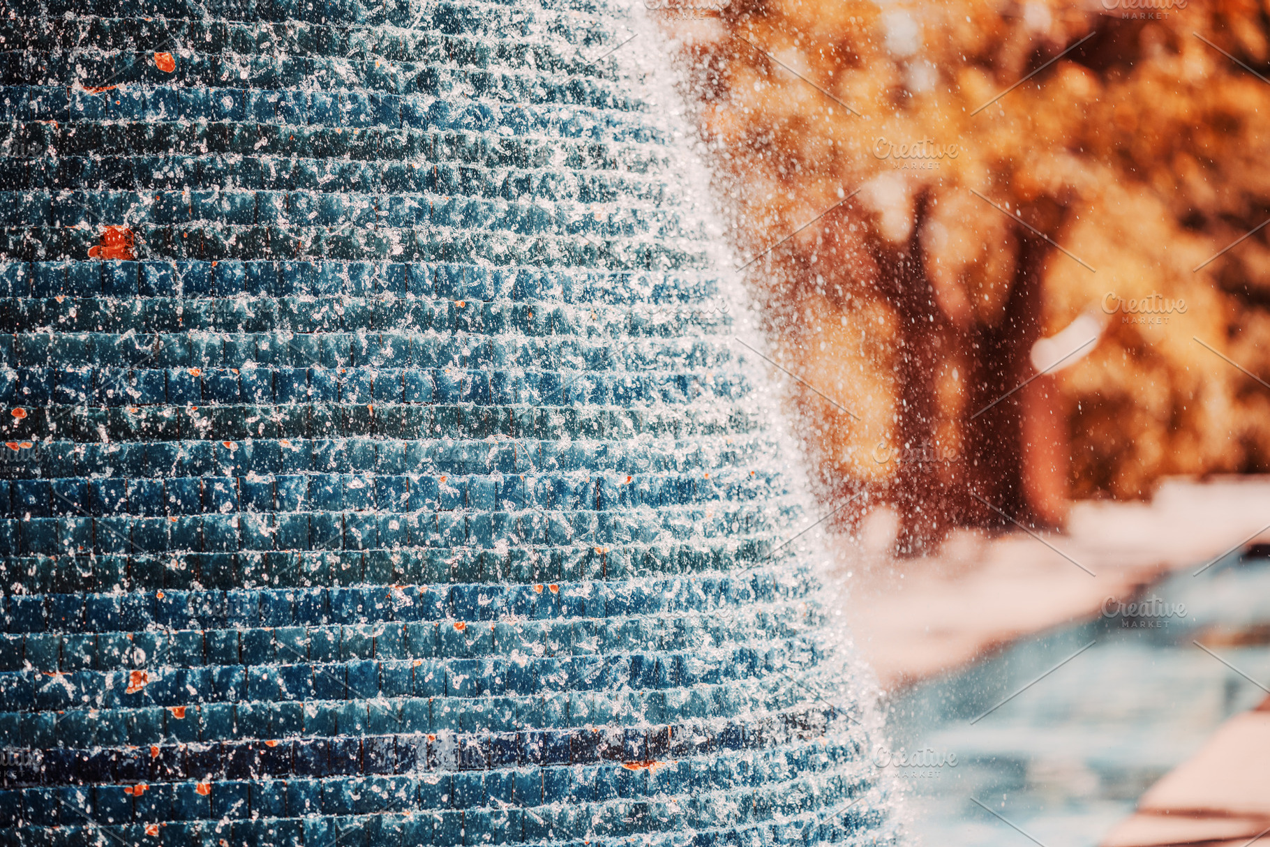 Tiled Fountain with Soft Autumn Park, an Architecture Photo by SkyNext
