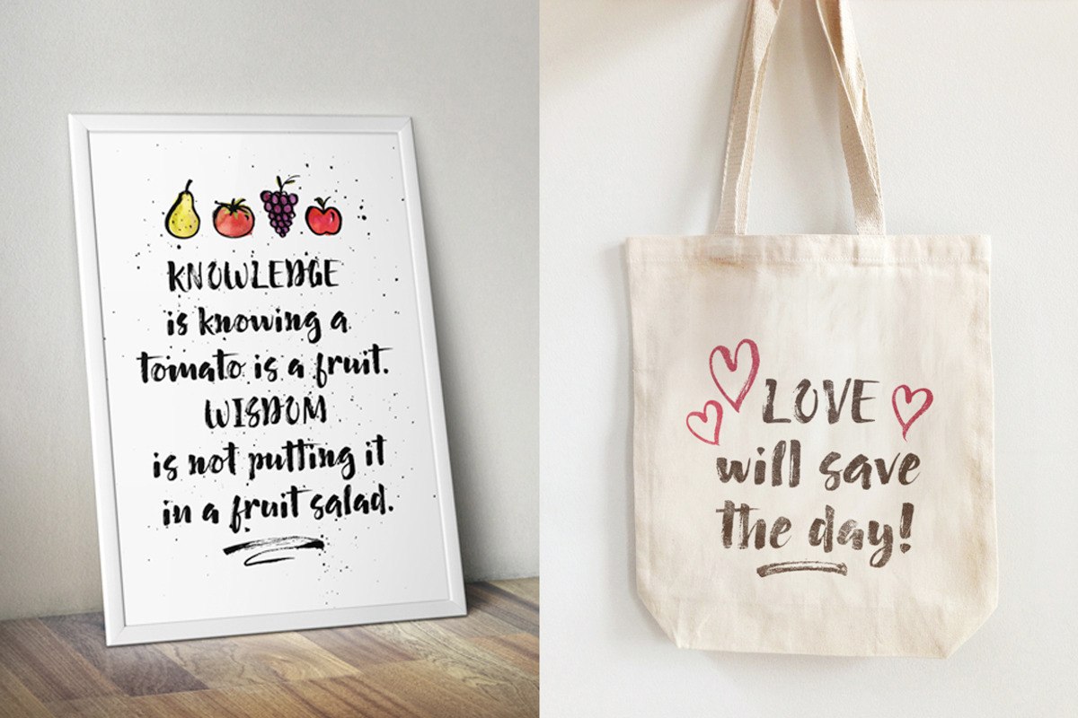 Fruit Salad Brush Font + Extras, a Script Font by milenabdesign (Photo 9 of 10)