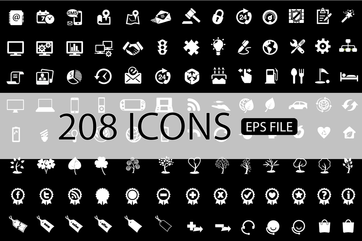 208 ICONS VECTOR SET Buy 1 Get 1, an Icon by VL Shop (Photo 1 of 3)