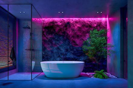 Modern Bathroom with colored led Lig