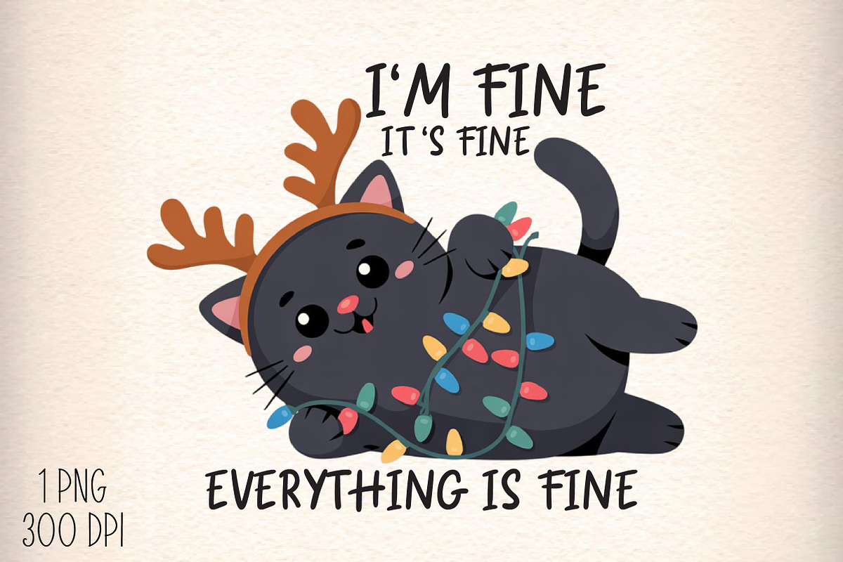Funny Cat Christmas Png Sublimation, an Illustration by Daily.Designs (Photo 1 of 5)