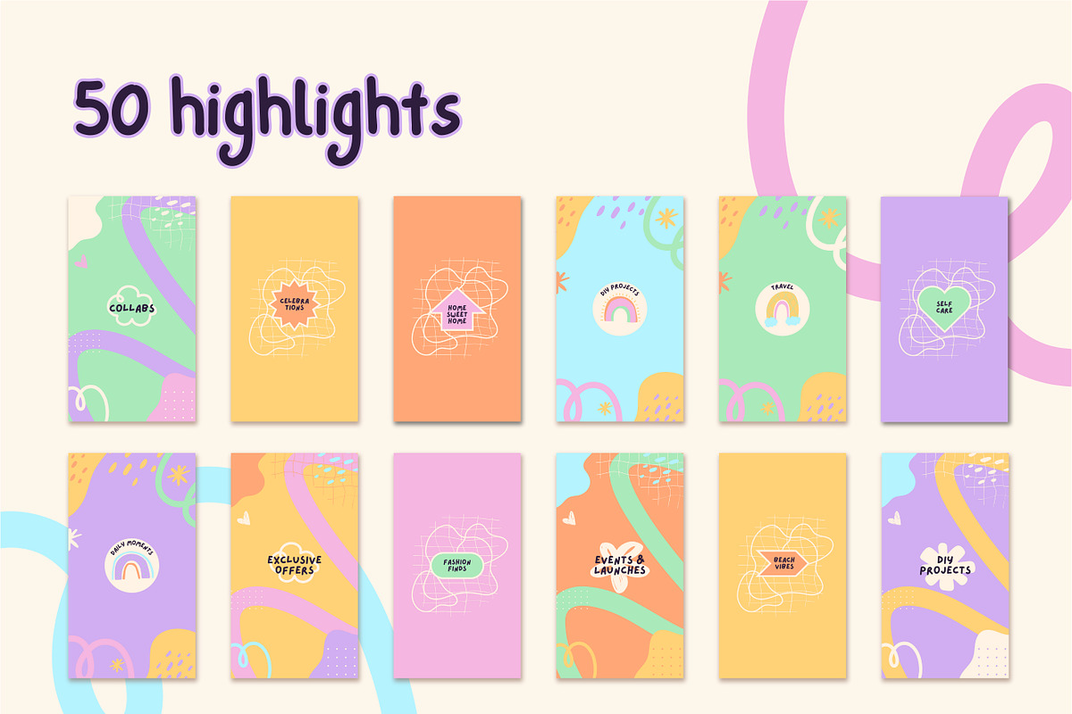 50 Pastel IG Highlights Template, a Templates & Theme by ...