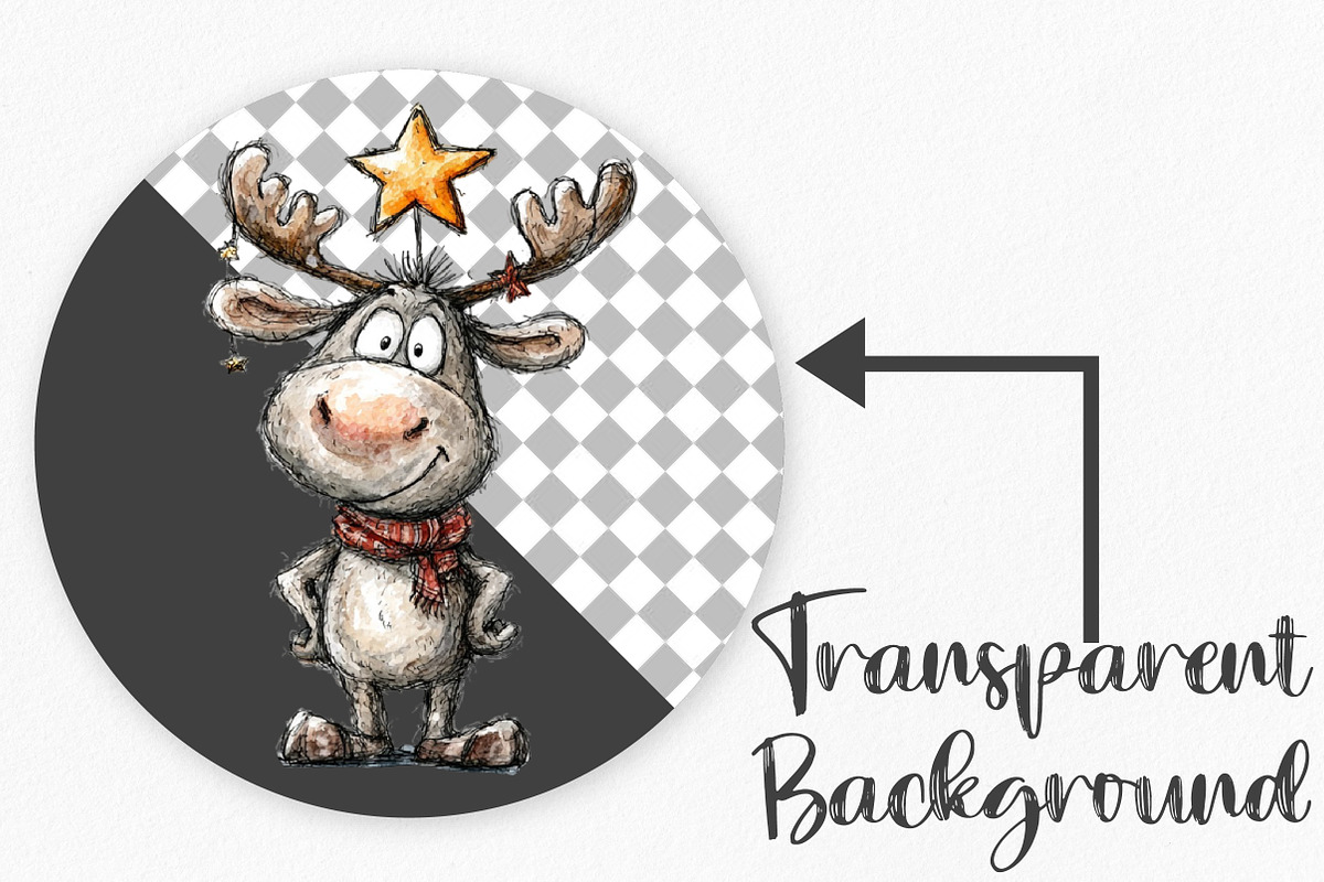 Quirky Funny Christmas Reindeer, an Illustration by Canvas Craft (Photo 2 of 7)