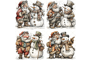 Santa and Snowman Clipart JPG, a Seasonal Illustration by Memories By Lea (Thumbnail 3 of 18)