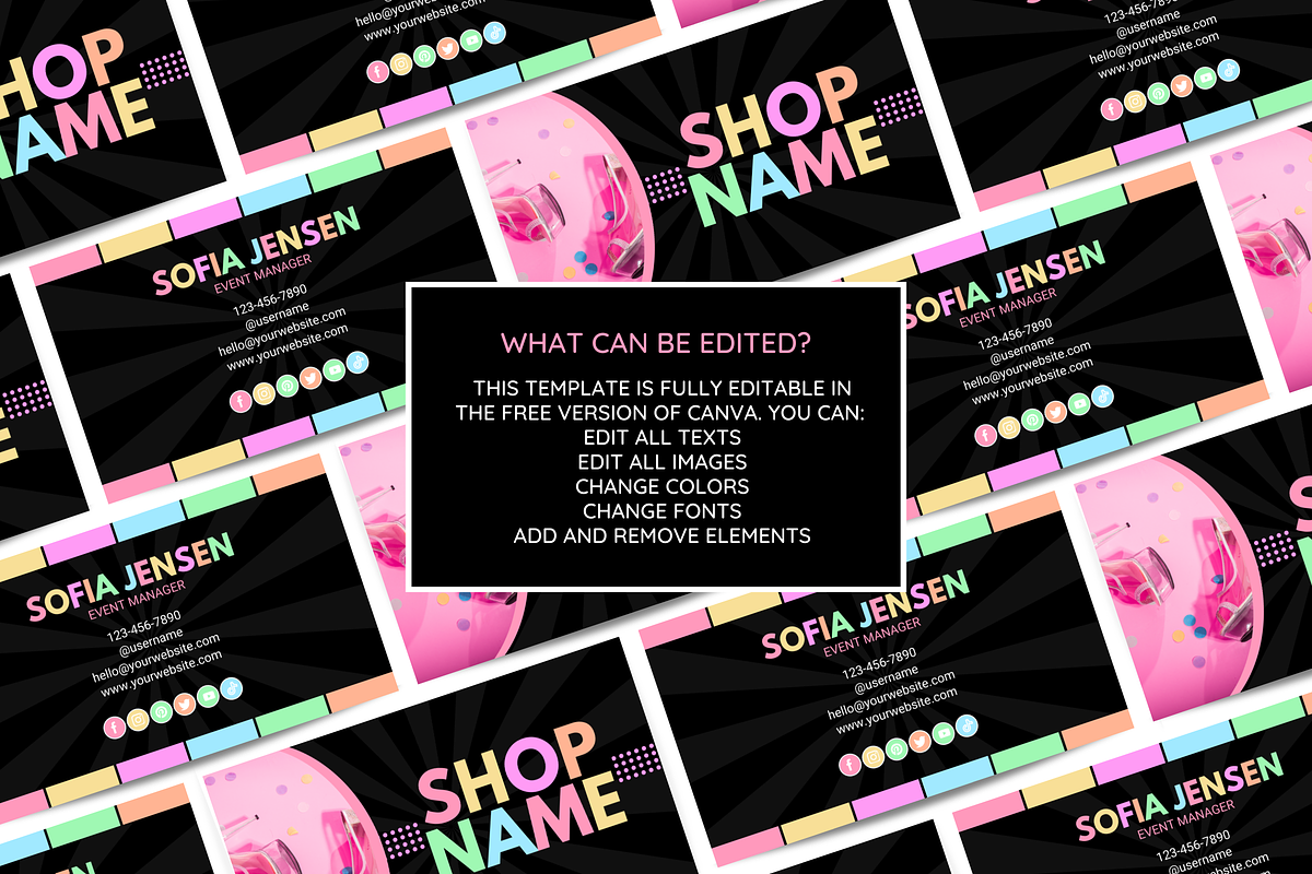Pastel Neon Business Card, a Business Card Template by SunshineStudioBoutique (Photo 3 of 9)