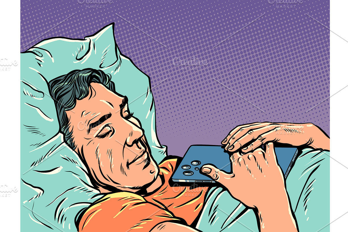 Pop Art Retro A man sleeps with a, a Technology Illustration by studiostoks