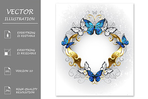 Jewelry Banner With Blue Butterflies