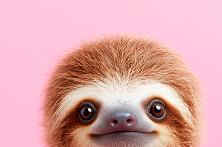 Baby sloth on a pink background