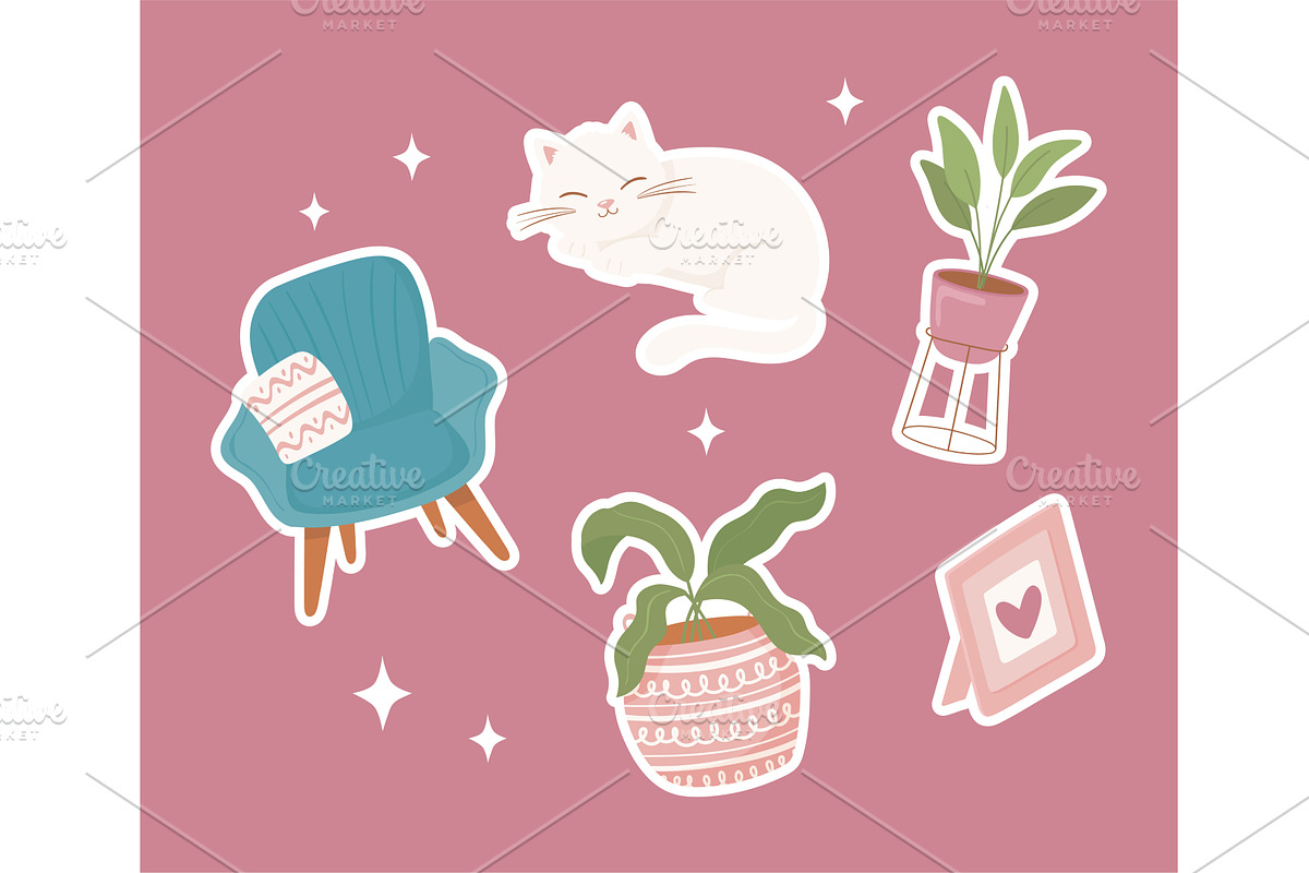 set of stickers, an Object Illustration by studiogstock