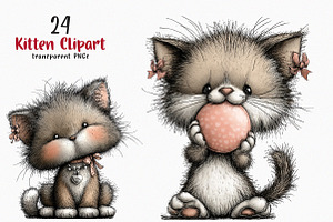 Whimsical Kitten Clipart Bundle, an Illustration by SinaCreation