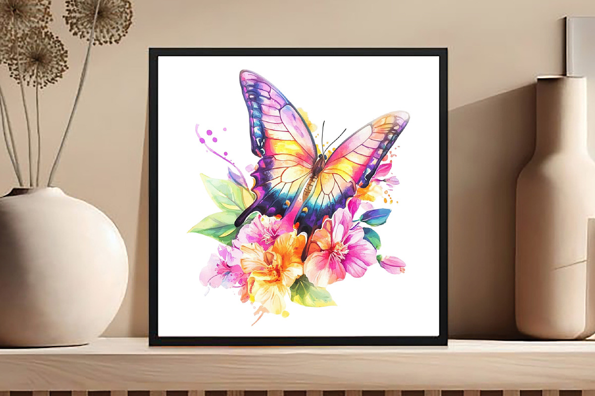 Butterfly Flowers Sublimation Clipar, an Illustration by DreamCafeArt (Photo 4 of 5)