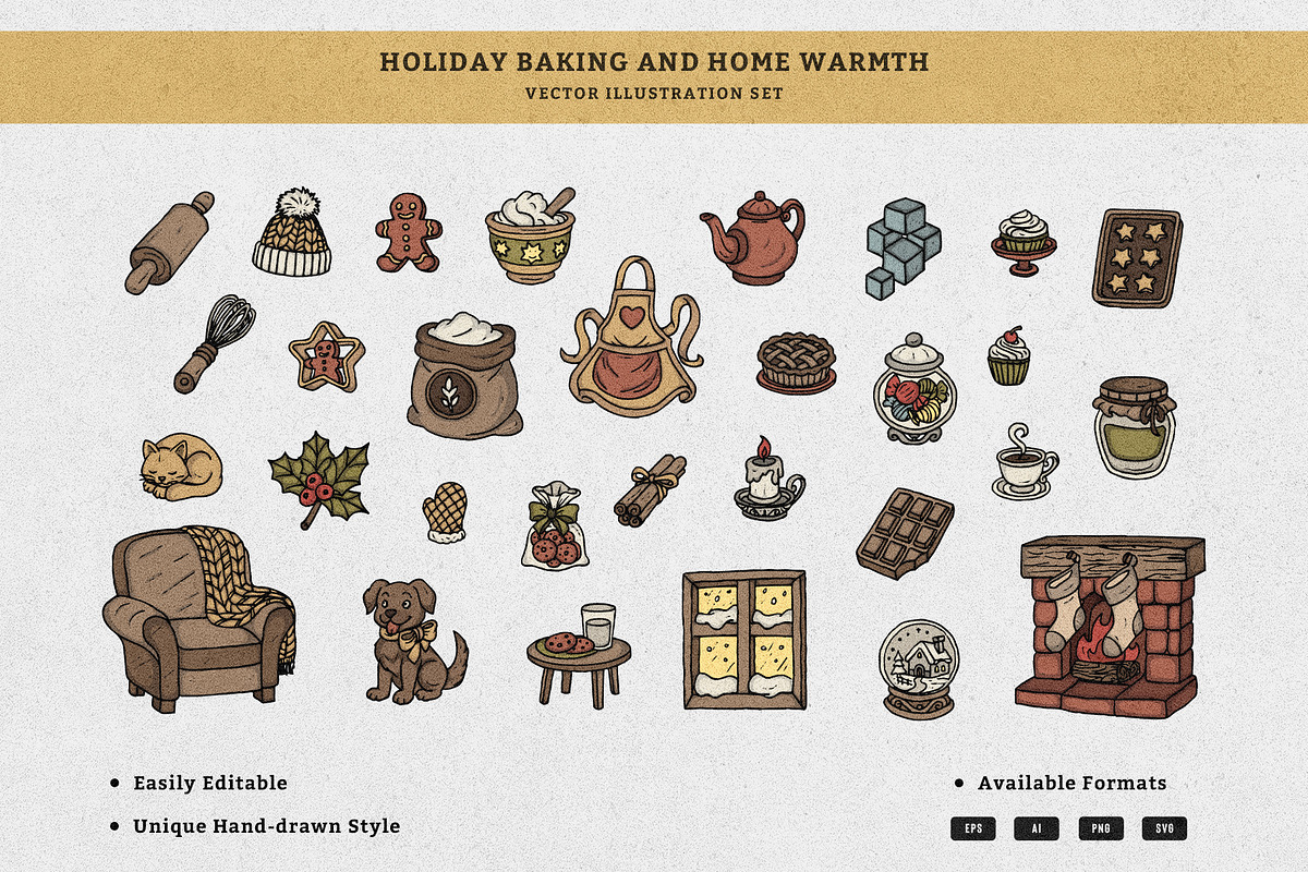 Holiday Baking & Home Warmth Vector, an Illustration by MEANDSTUDIO (Photo 1 of 8)