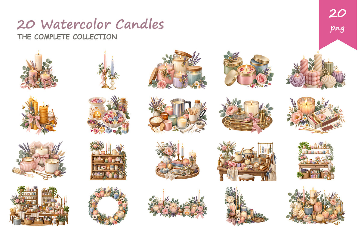 Watercolor Candles Clipart, a Decorative Illustration by BerryPieArt (Photo 2 of 4)