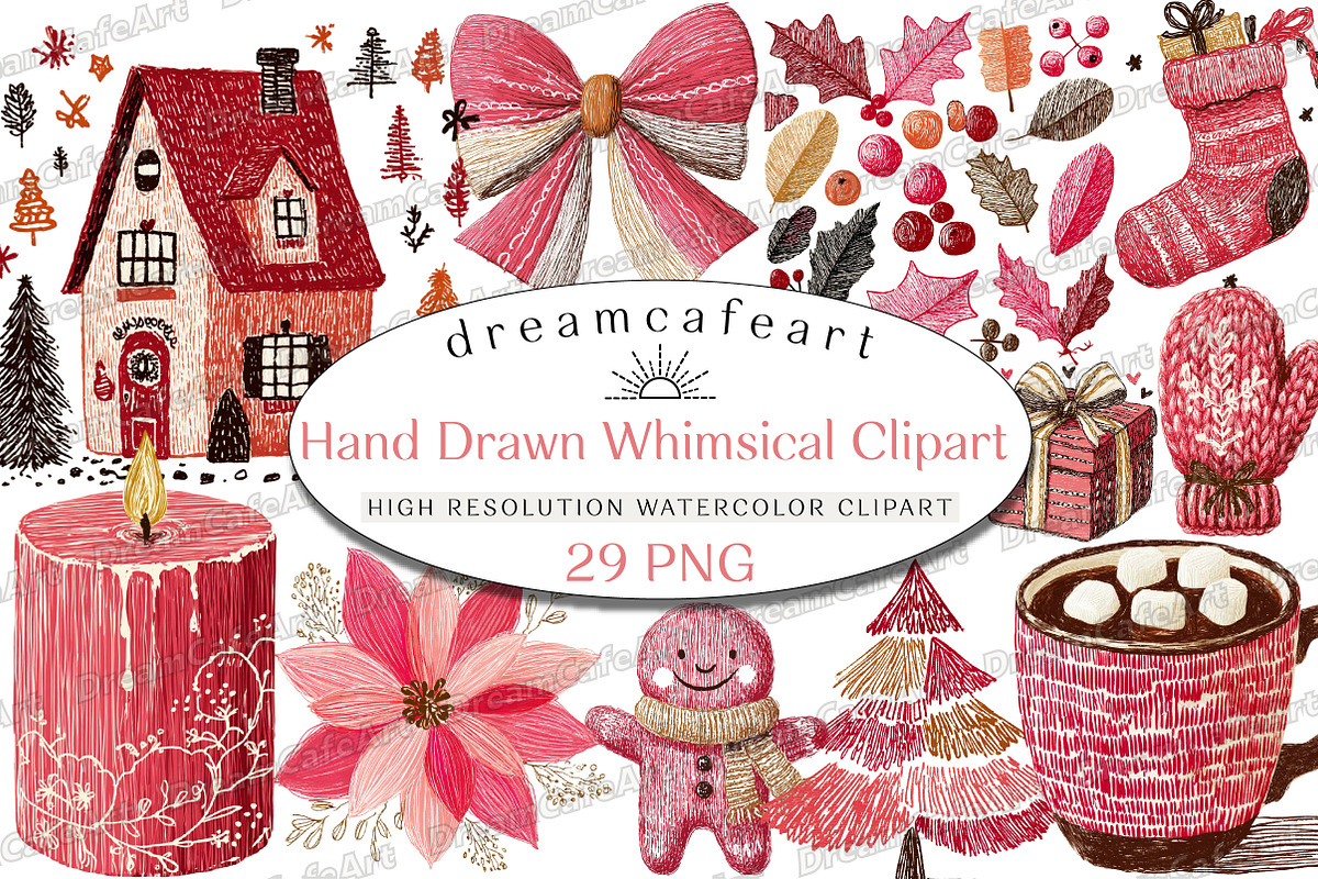 Hand Drawn Whimsical Christmas, an Illustration by DreamCafeArt (Photo 1 of 6)