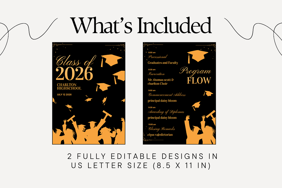 Graduation Ceremony Program Template, a Stationery Template by Anna Design Studio (Photo 2 of 5)