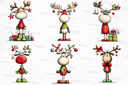 Whimsical Christmas Reindeer Clipart, an Illustration by Craft Nest (Thumbnail 4 of 6)