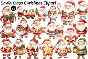 Cute Santa Claus Christmas Clipart, a Seasonal Illustration by CitraGraphics
