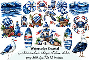 watercolor coastal clipart, an Illustration by GatewayDesign (Thumbnail 1 of 9)