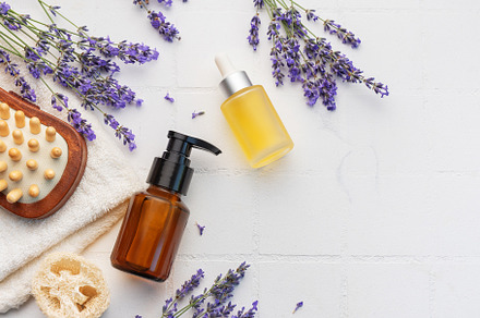 Lavender spa. Lavender salt, natural essential oil, massage brus, a Beauty & Fashion Photo by Olena Rudo