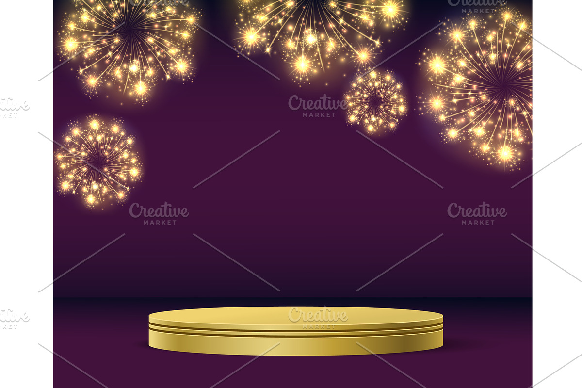 Realistic golden podium and bright, an Illustration by Vectorbuum