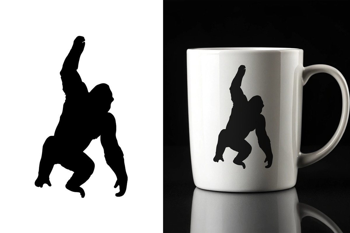 Gorilla Silhouette Set Wild Animal, an Animal Illustration by Unique Design Team