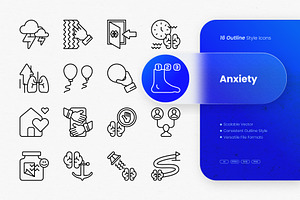 Anxiety Outline Icons, an Outline Icon by cidcud_graphic