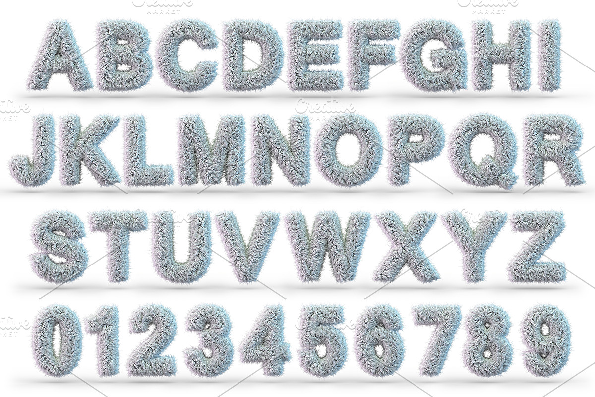 Uppercase furry white font, a Background Graphic by 3D Graphics Shop (Photo 2 of 3)