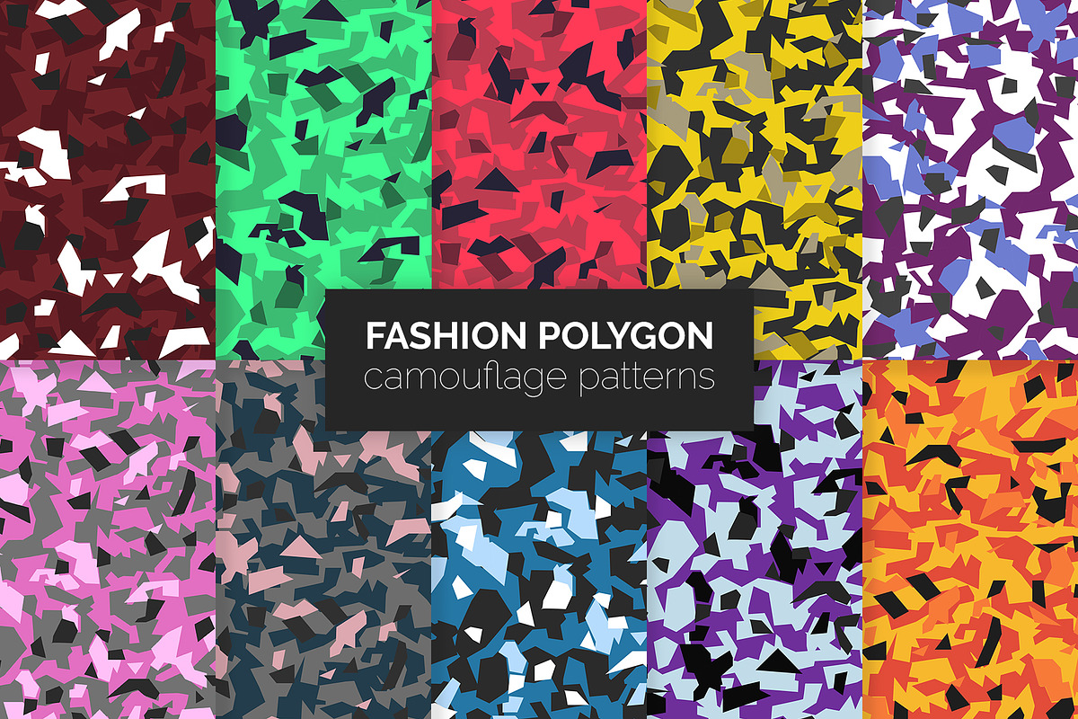 Fashion Polygon Camouflage Patterns, a Pattern Graphic by 3Y_Design (Photo 1 of 6)