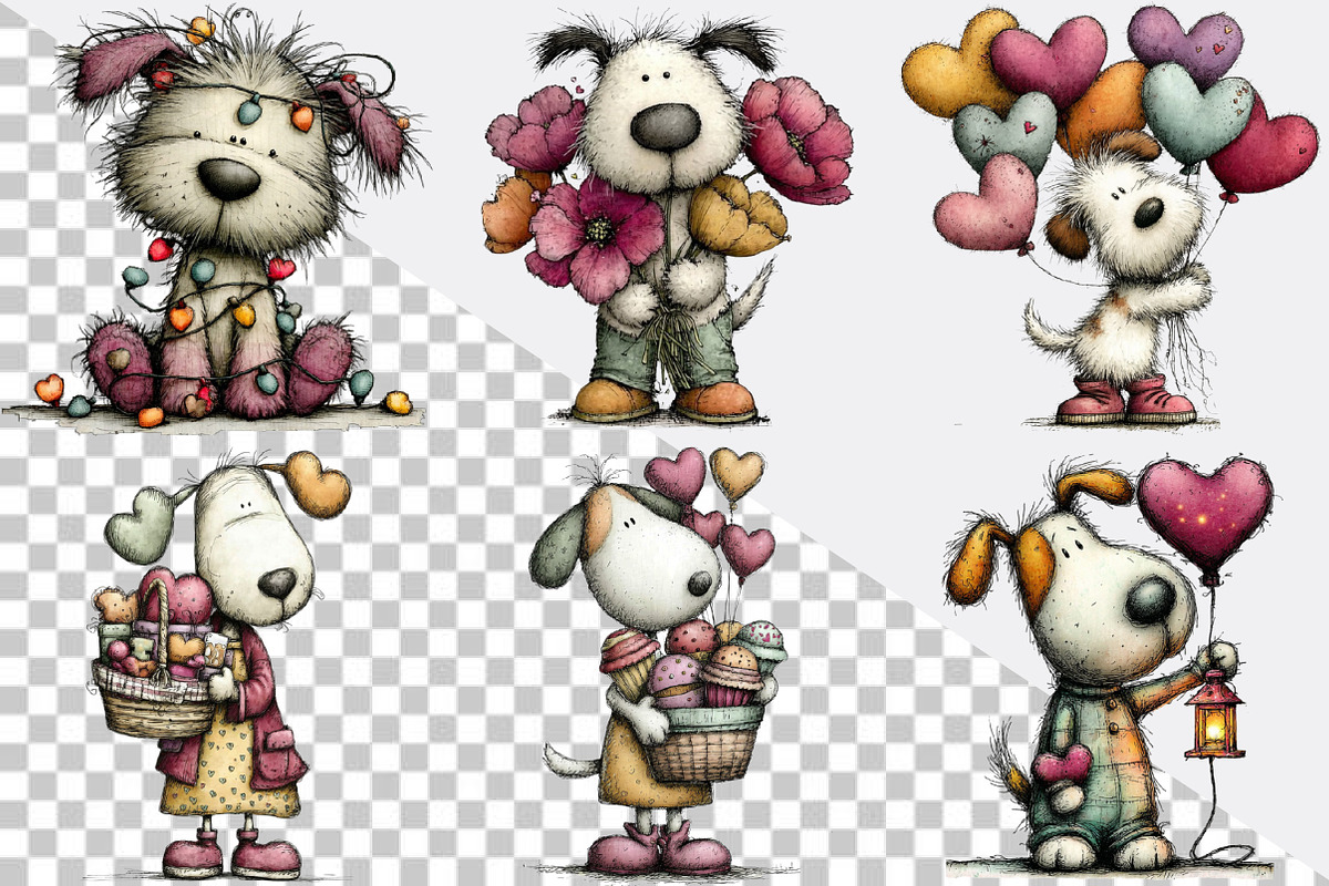 Whimsical Valentine Dog Clipart Bun, an Illustration by SVGArt (Photo 5 of 8)