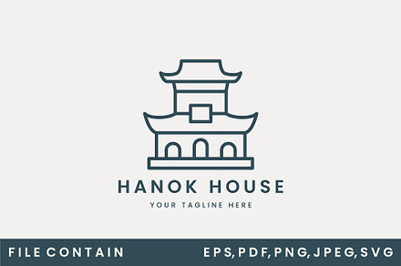 hanok house minimalist line art logo