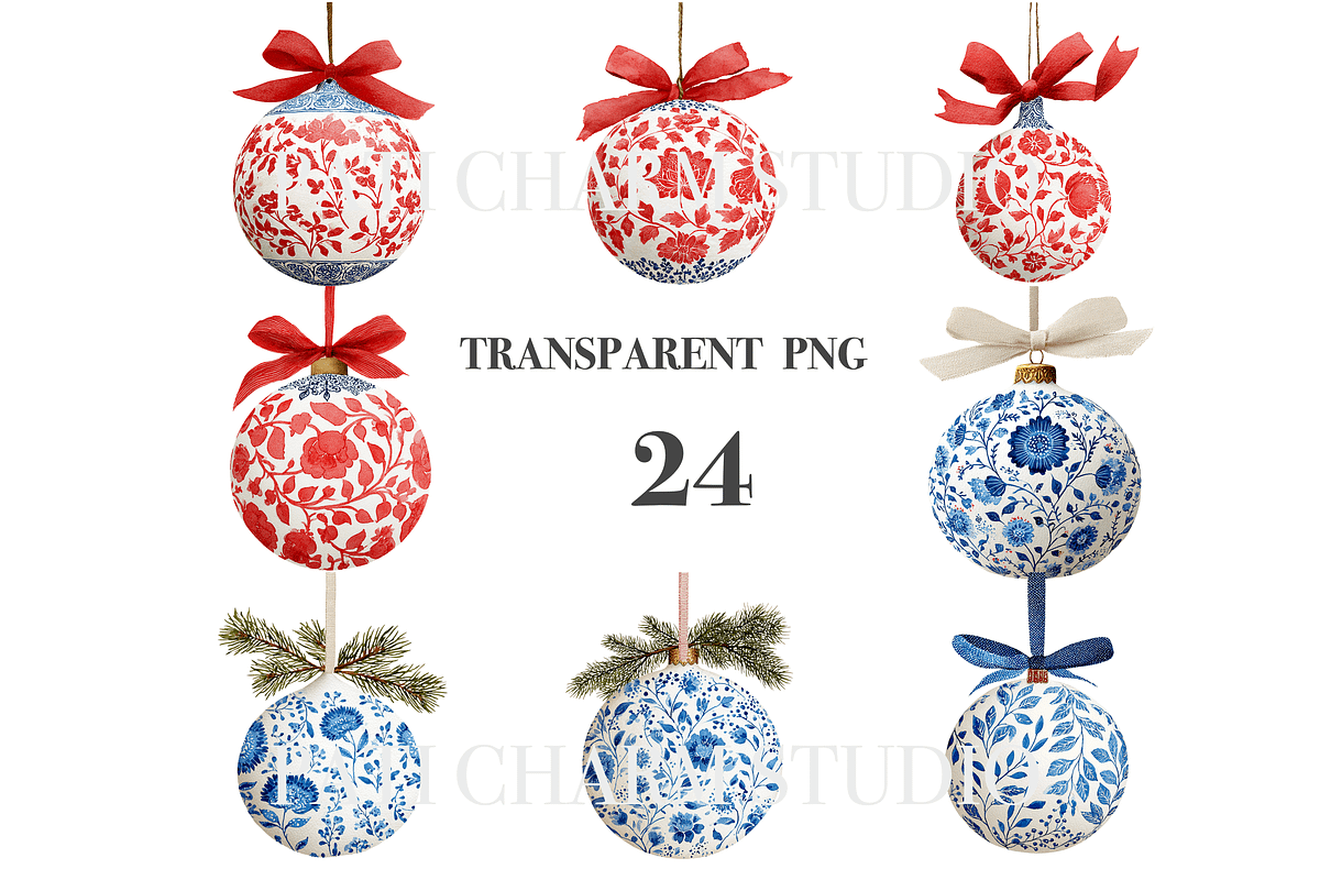 Christmas Baubles Clipart Set, a Decorative Illustration by Pati Charm Studio (Photo 2 of 8)