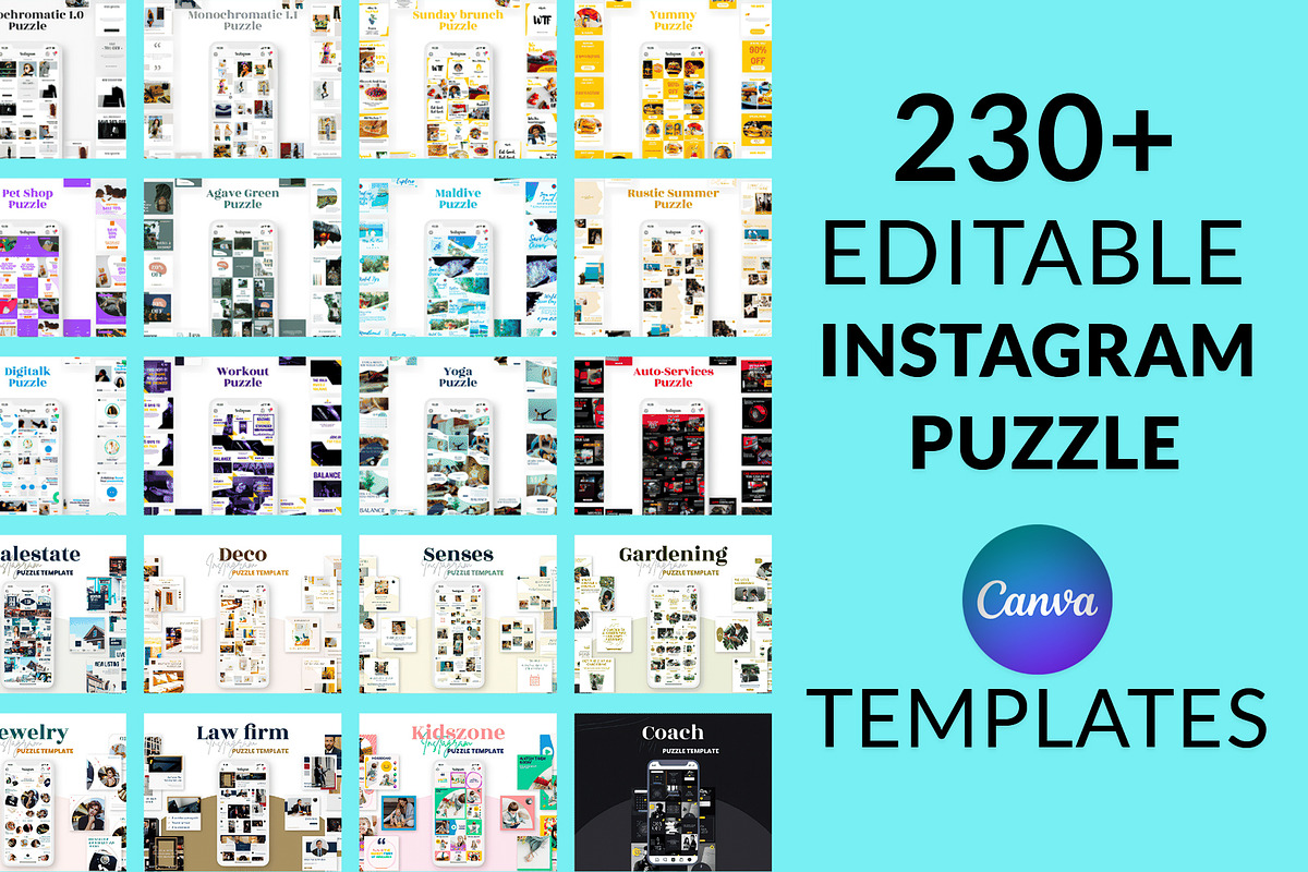 450 Instagram Puzzle Templates, a Social Media Template by ResumeFabs (Photo 2 of 4)