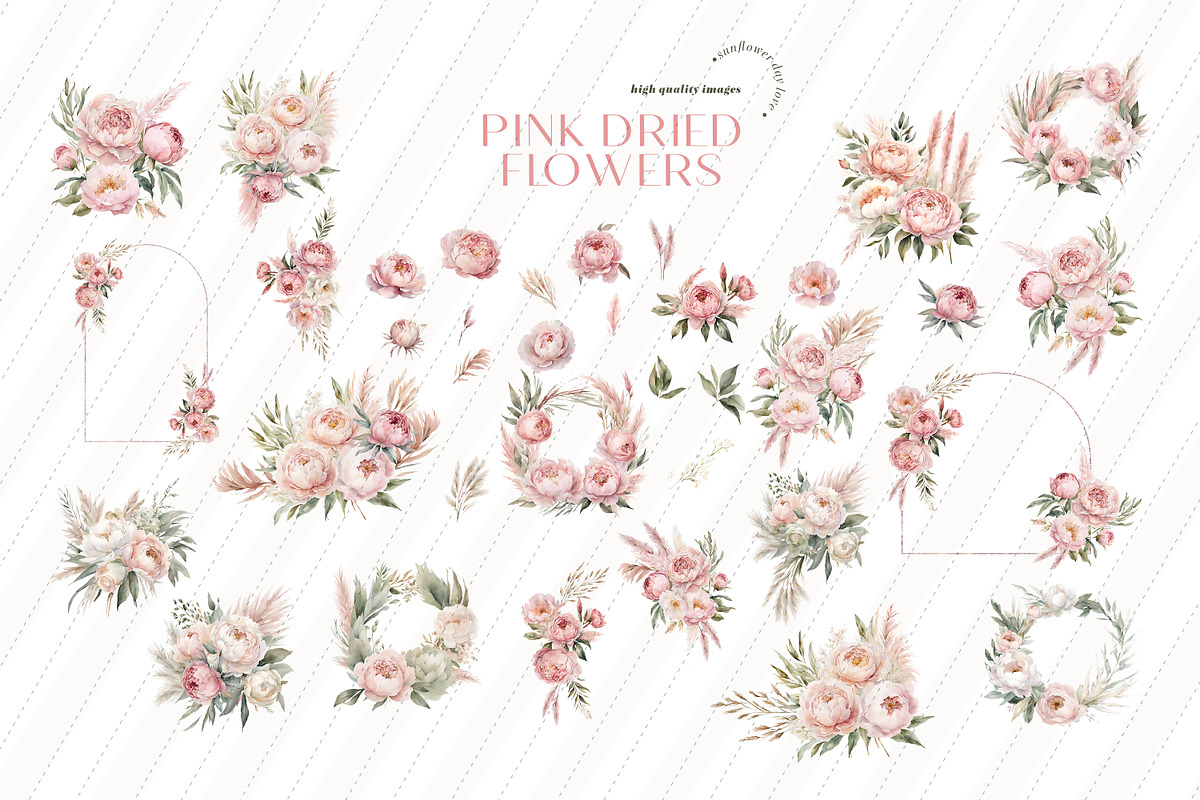 Pink Floral Pampas Grass Clipart, an Illustration by Sunflower Day Love (Photo 3 of 7)