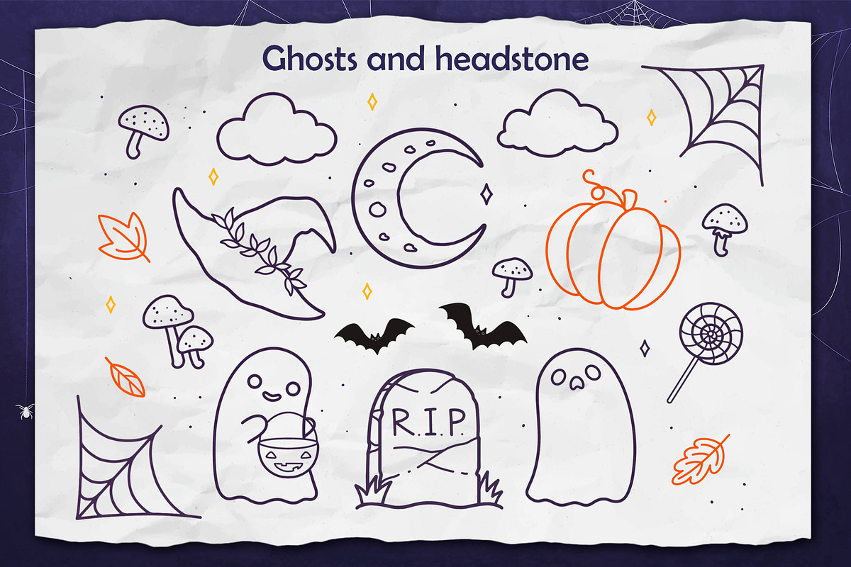 Halloween Procreate Stamp Brushes, a Decorative Illustration by InkPrintsTattoo (Photo 6 of 9)