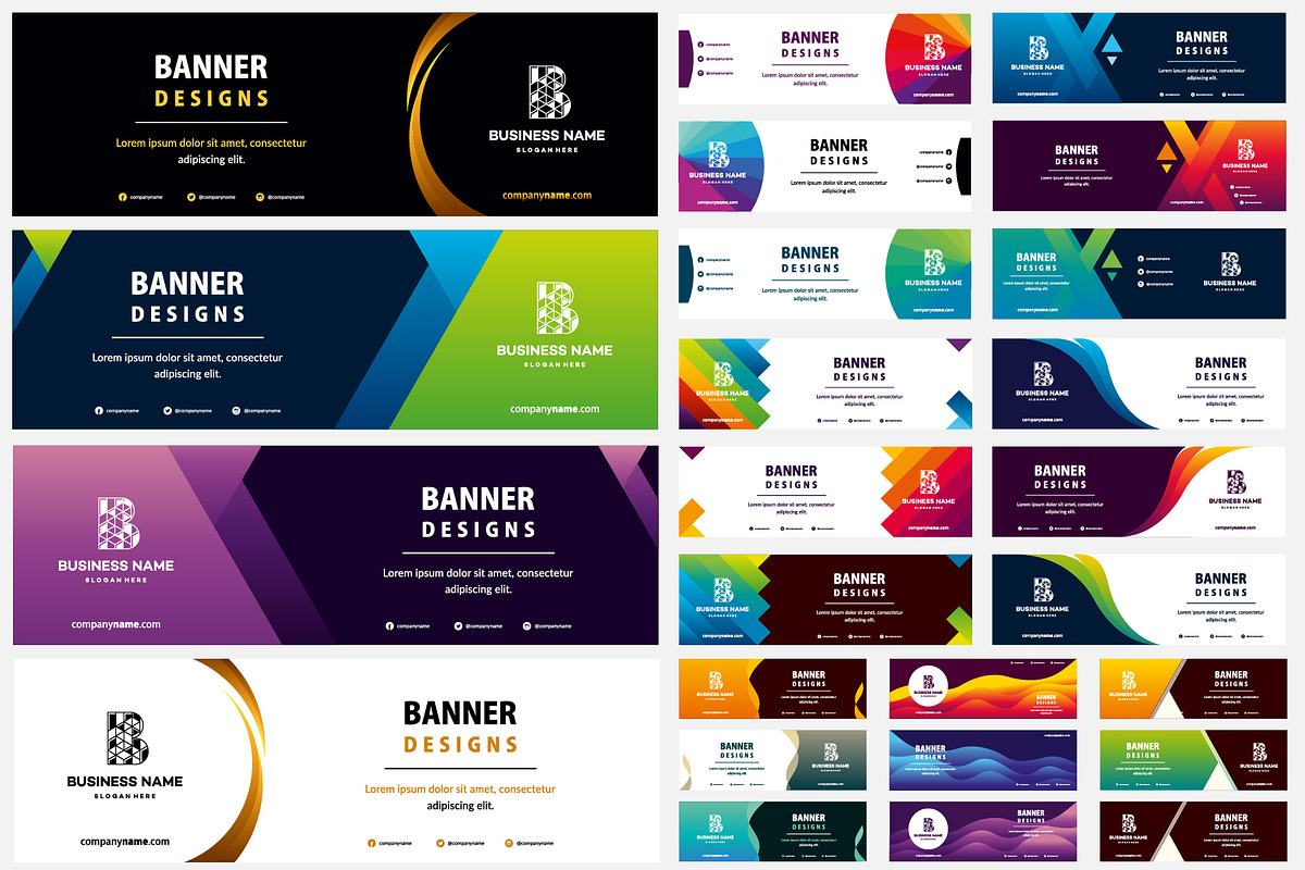 Set Business web horizontal banner, a Background Graphic by Lucky Creative (Photo 3 of 3)