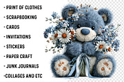 Whimsical Blue Teddy Bear Clipart, a Transportation Illustration by SinaCreation (Thumbnail 3 of 9)