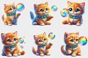 Cute Kitten Playing Bubbles Clipart, a Seasonal Illustration by Craft Nest (Thumbnail 2 of 6)