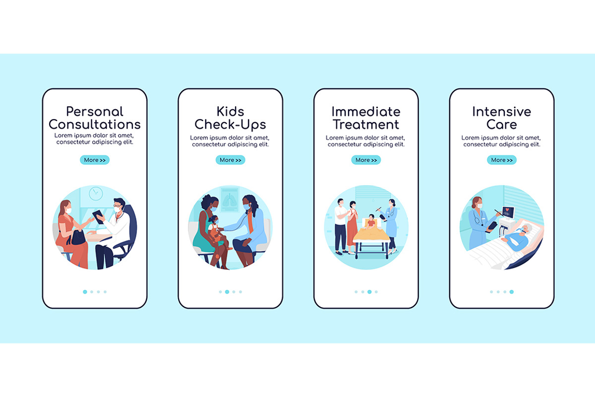 Hospital treatment app pages, a Templates & Theme by IMG visuals characters (Photo 2 of 3)