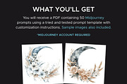 50 Boho Moon & Wildflowers Prompts, an Object Graphic by MadeByAI Studio (Thumbnail 2 of 4)