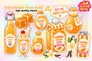 Cute Caramel Cream Soda Clipart PNG