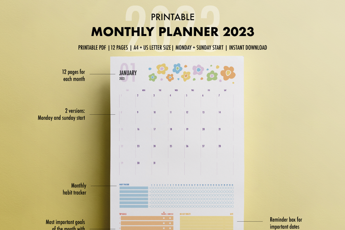 Monthly Planner 2023, a Templates & Theme by SizenS