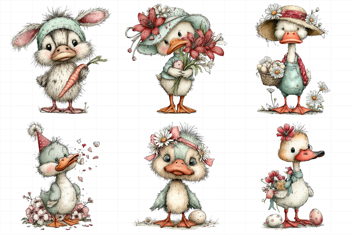 Whimsical Easter Duck Clipart Png, an Illustration by Daily.Designs (Photo 3 of 8)