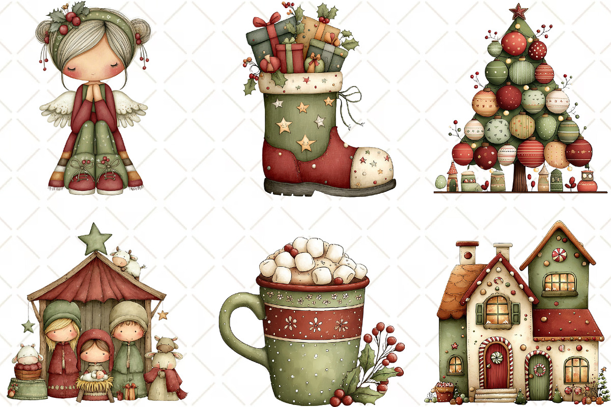Whimsical Christmas Clipart, an Illustration by Black Bird Studio (Photo 6 of 6)