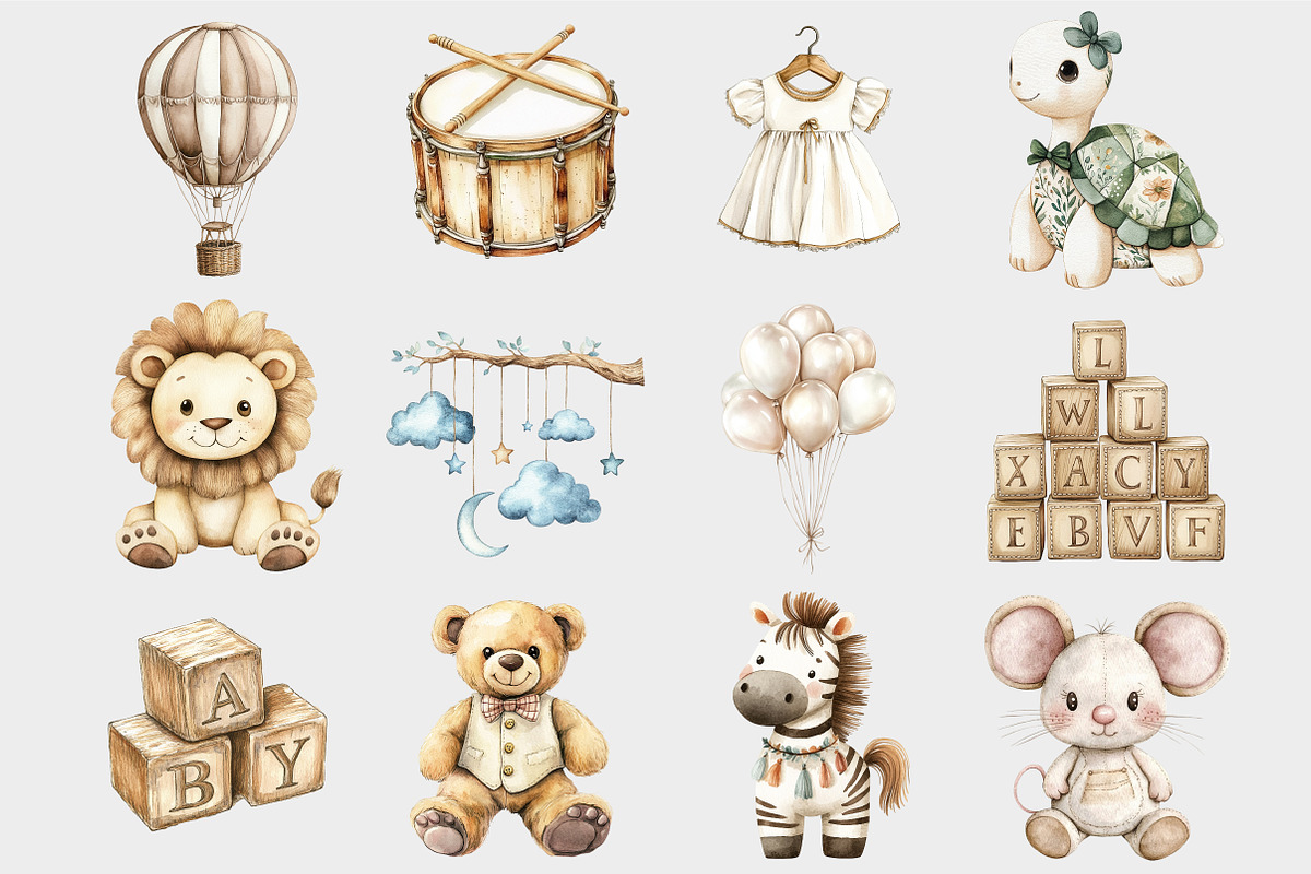Watercolor Baby Toy Clipart, a Seasonal Illustration by Design Market (Photo 5 of 5)