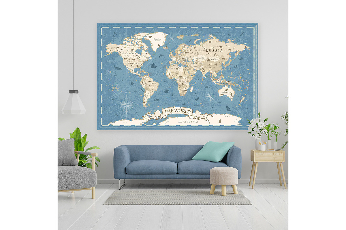 Kids World Map - Cartoon Ancient, a Graphic by PorcuPen Works (Photo 7 of 7)