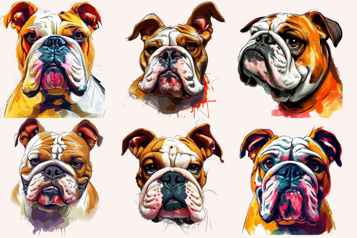 Caricature Cartoon British Bulldogs, an Animal Illustration by PrintHaven Designs (Photo 4 of 9)