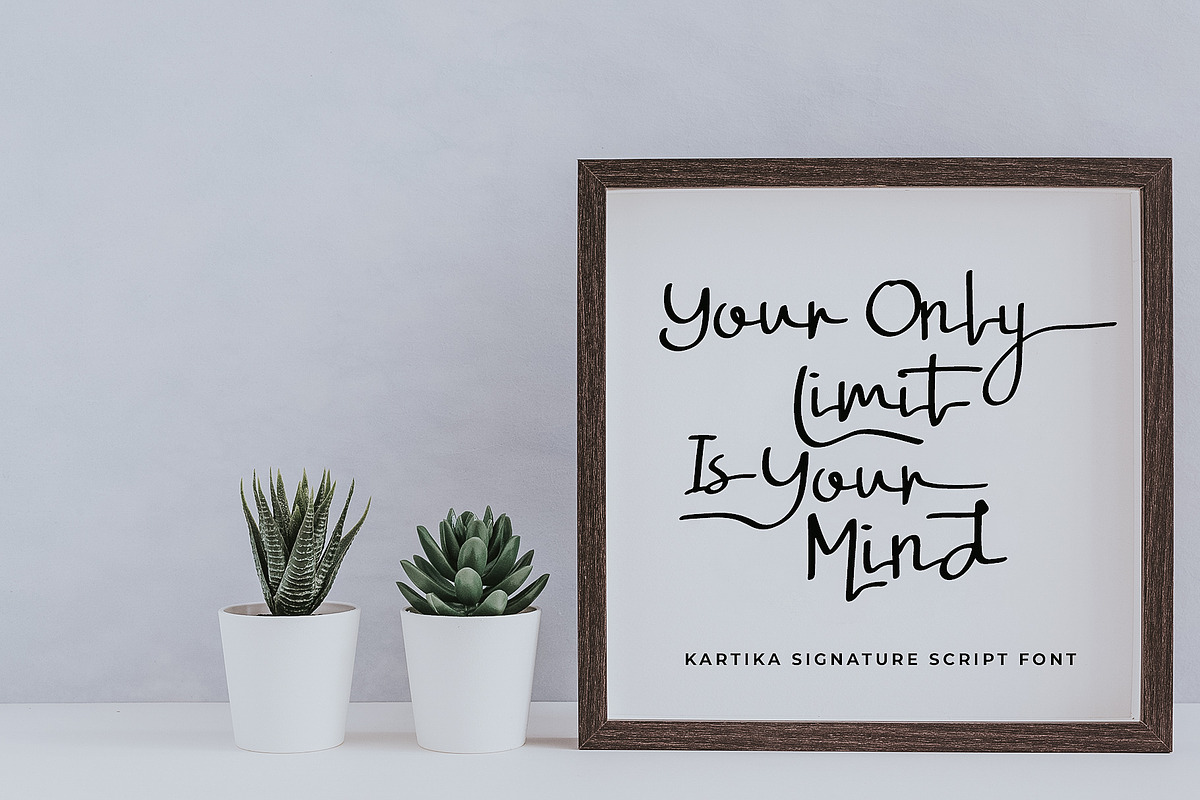 Kartika a Signature Script Font, a Script Font by Dawnside Graphic (Photo 3 of 16)