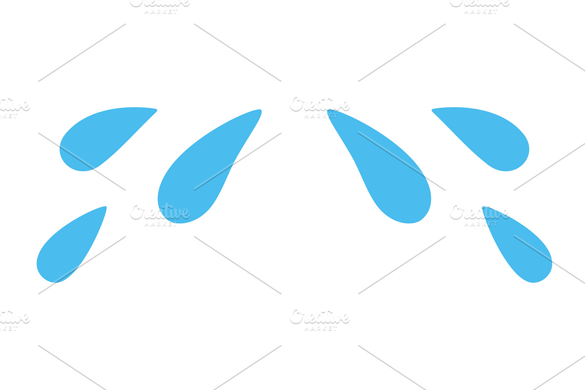 Blue tears drops. Flat cartoon, an Illustration by GraphiShop