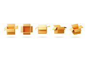 3D Set of open cardboard box icons, an Object Illustration by Abscent (Thumbnail 1 of 3)