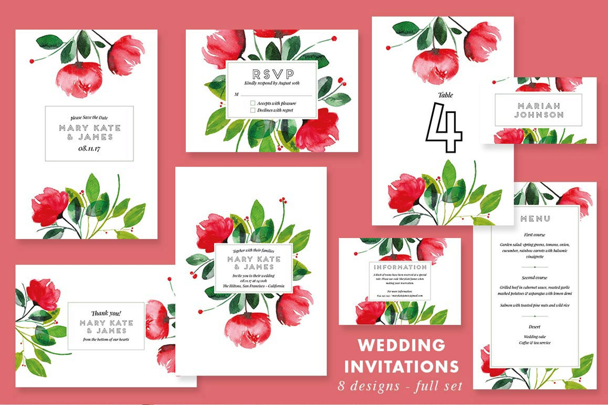 Watercolor Wedding Invitation, an Invitation Template by Heartmade by Claudia (Photo 1 of 2)